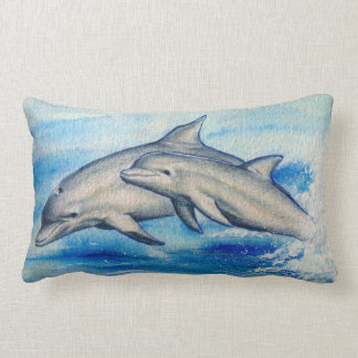 jumping dolphins lumbar pillow