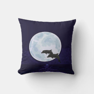 Jumping dolphins throw pillow