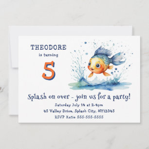 Jumping Fish Colourful Kids Birthday Party Custom Invitation