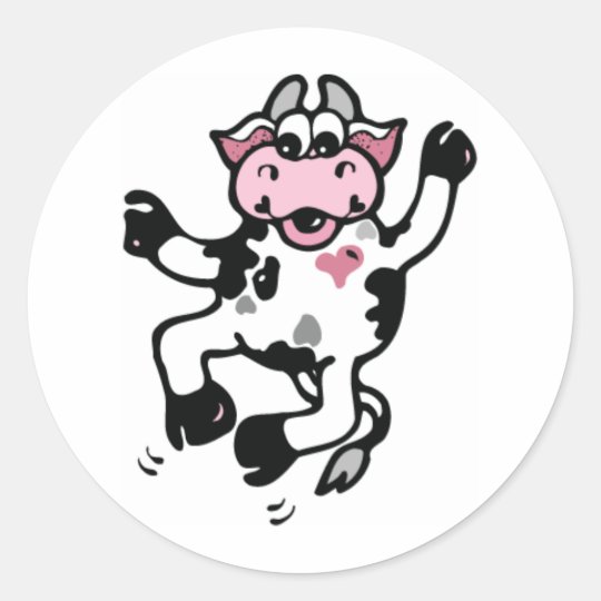 Jumping for Joy Cow Classic Round Sticker