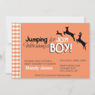 Jumping for Joy We're having a Boy baby shower Invitation
