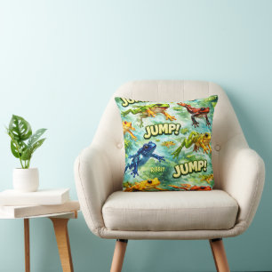Jumping frogs jump rivet fun pattern throw pillow