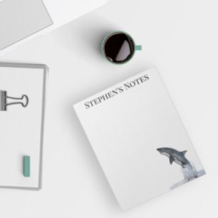 Jumping Great White Shark Personalized  Notepad