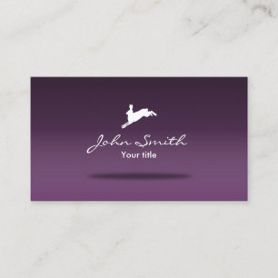 Jumping Hare Cute Rabbit Logo Purple Business Card