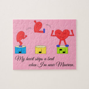 Jumping Heart in Love:  Rose-coloured Jigsaw Puzzle