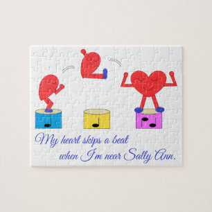 Jumping Heart in Love:  White Jigsaw Puzzle