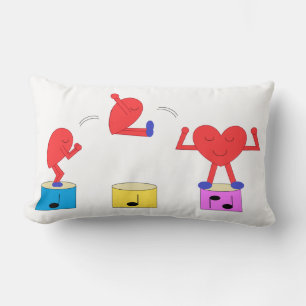Jumping Heart in Love:  White Lumbar Pillow