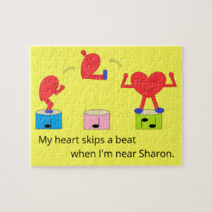 Jumping Heart in Love:  Yellow Jigsaw Puzzle