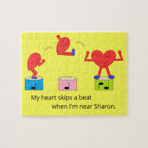 Jumping Heart in Love: Yellow Jigsaw Puzzle