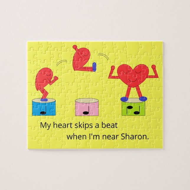 Jumping Heart in Love:  Yellow Jigsaw Puzzle (Horizontal)