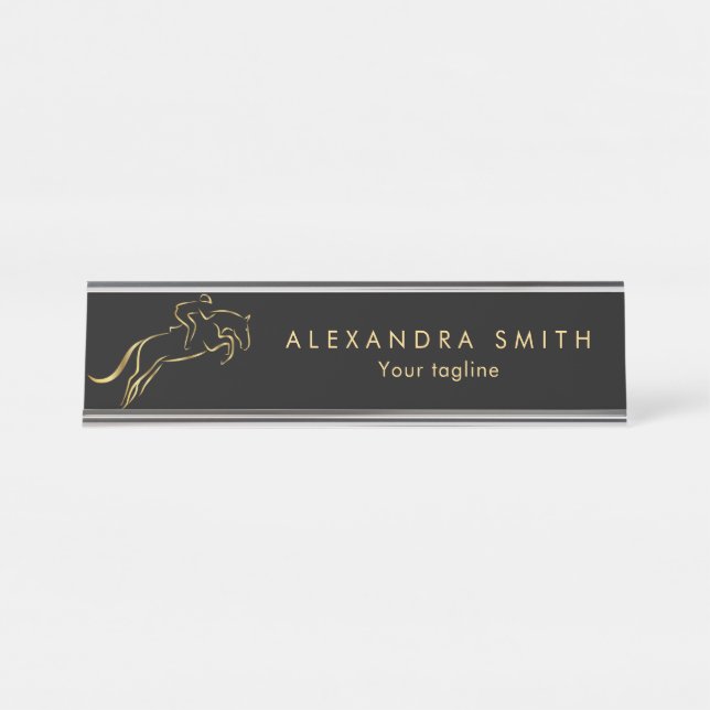 Jumping Horse | Horseback Riding | Horse Trainer Desk Name Plate (Front)