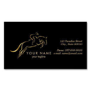 Jumping Horse   Horseback Riding   Horse Trainer Magnetic Business Card