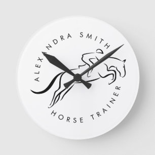 Jumping Horse Horseback Riding Horse Trainer Round Clock