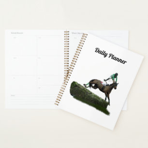 Jumping Horse Jockey In Green Daily Planner