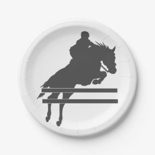 Jumping horse silhouette - Choose background color Paper Plate