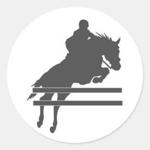 Jumping horse silhouette - Choose background colou Classic Round Sticker
