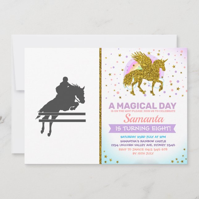 Jumping horse silhouette - Choose background colou Invitation (Front)