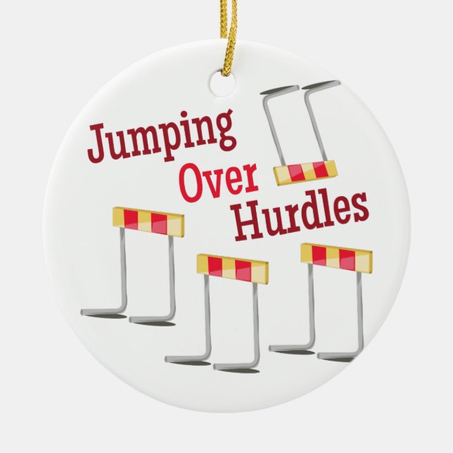 Jumping Hurdles Ceramic Ornament (Front)
