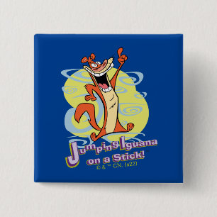 Jumping Igauna on a Stick!™ 2 Inch Square Button
