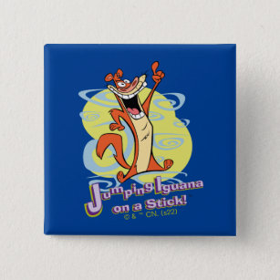 Jumping Igauna on a Stick!™ 2 Inch Square Button