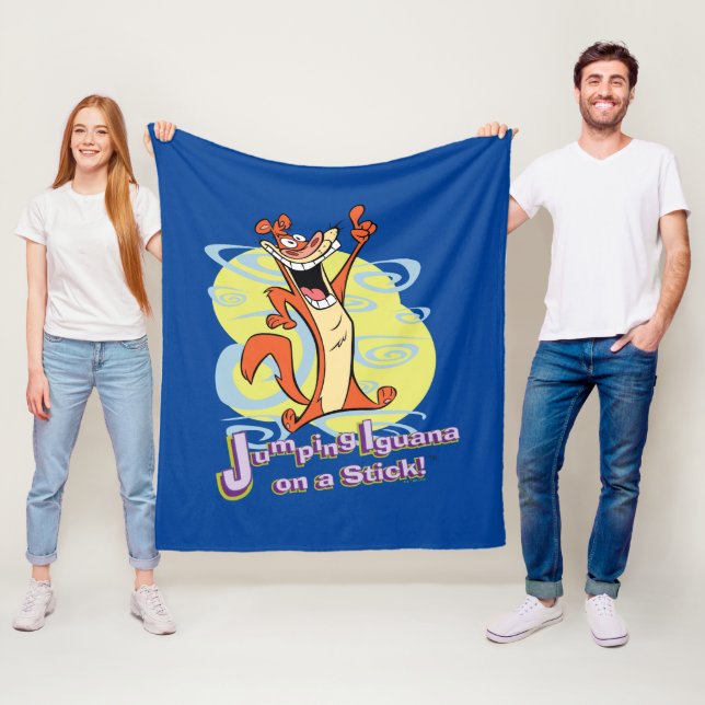 Jumping Igauna on a Stick!™ Fleece Blanket (In Situ)