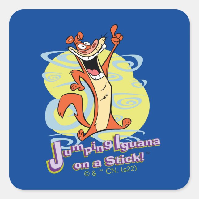 Jumping Igauna on a Stick!™ Square Sticker (Front)