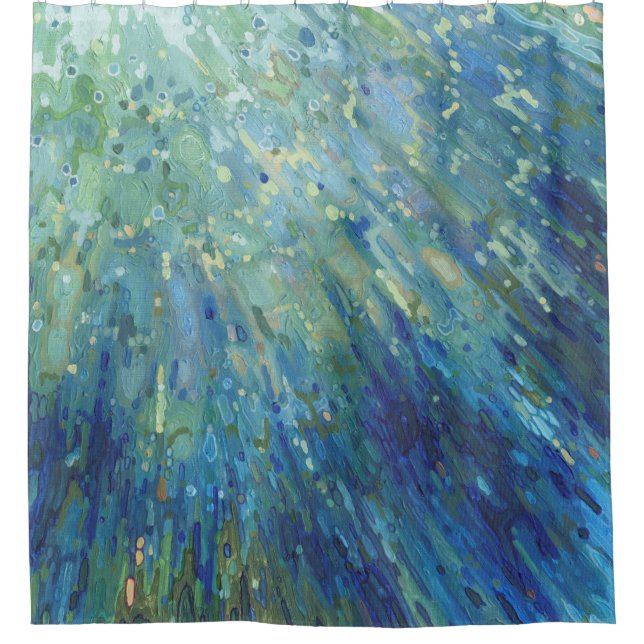 Jumping in the Ocean Bathroom shower Curtain Juul (Front)