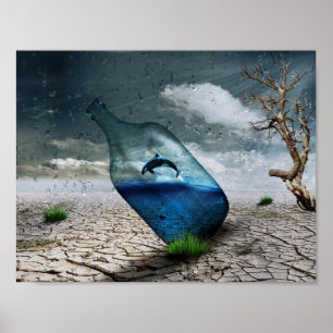 Jumping killer whale in bottle poster