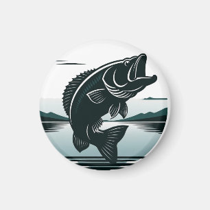 Jumping Largemouth Bass Fishing Minimalist Magnet