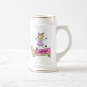Jumping on the Bed Stick Figure Girl Beer Stein
