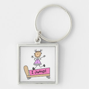 Jumping on the Bed Stick Figure Girl Keychain
