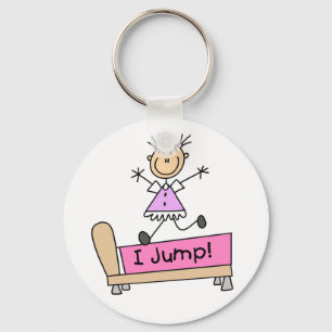 Jumping on the Bed Stick Figure Girl Keychain