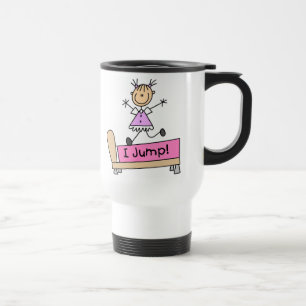 Jumping on the Bed Stick Figure Girl Travel Mug
