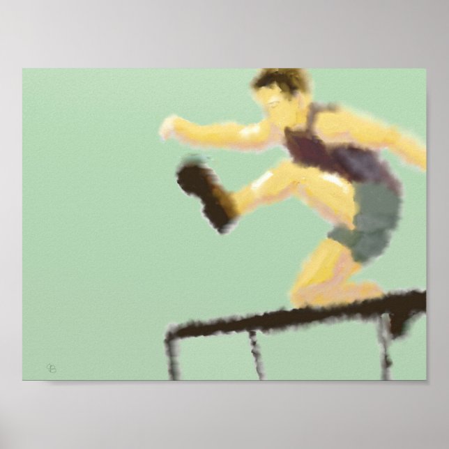 Jumping over Hurdle Art Poster (Front)