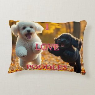 Jumping Poodle Puppies Accent Pillow