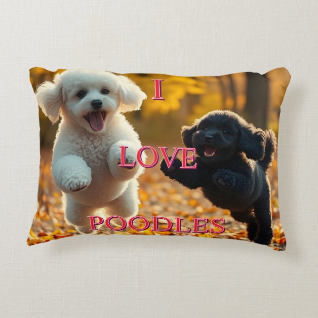 Jumping Poodle Puppies Accent Pillow (Back)