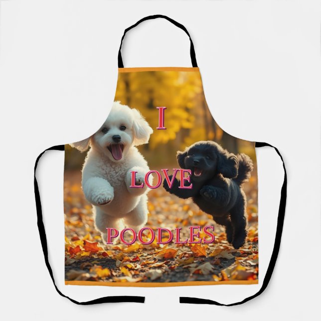 Jumping Poodle Puppies Apron (Front)