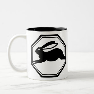 Jumping Rabbit Two-Tone Coffee Mug