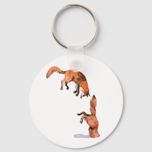 Jumping Red Fox Keychain