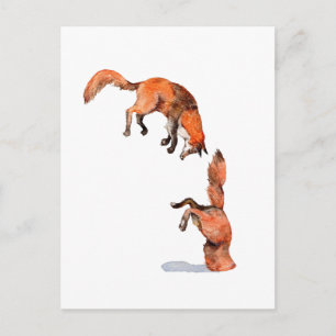 Jumping Red Fox Postcard
