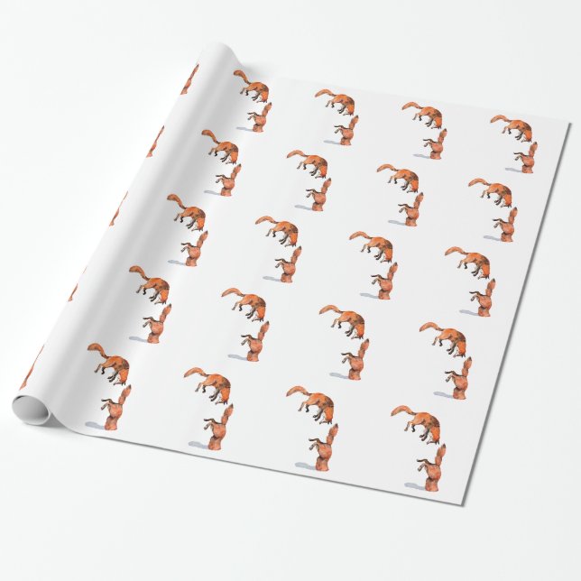 Jumping Red Fox Wrapping Paper (Unrolled)