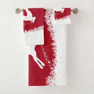 Jumping Reindeer ensemble de serviettes monogramme