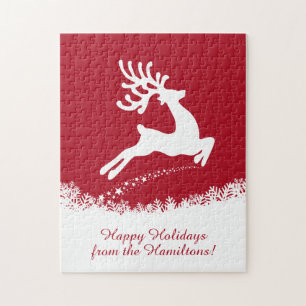 Jumping Reindeer puzzle de texte personnalisé