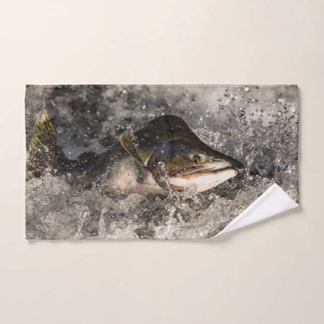 Jumping Salmon Hand Towel (Hand Towel)