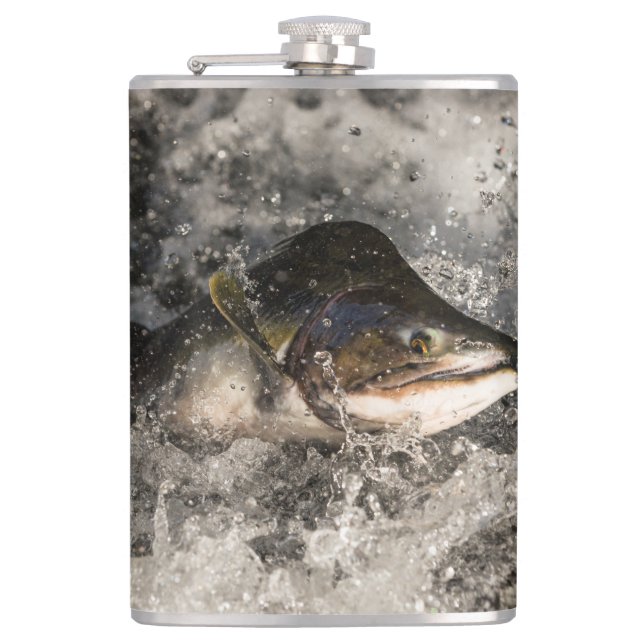 Jumping Salmon Hip Flask (Front)