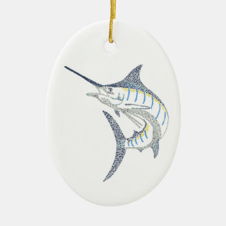 Jumping Saltwater Marlin Mosaic Ceramic Ornament