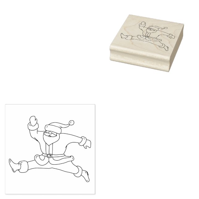 Jumping Santa Rubber Stamp (Stamped)