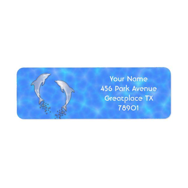 Jumping Sparkling Blue Dolphins With Bubbles (Front)
