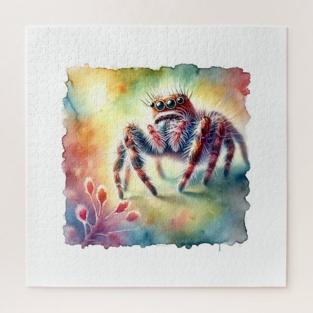 Jumping Spider 170624AREF114 - Watercolor Jigsaw Puzzle (Vertical)