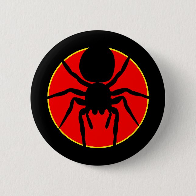 Jumping Spider Silhouette Crest 2 Inch Round Button (Front)